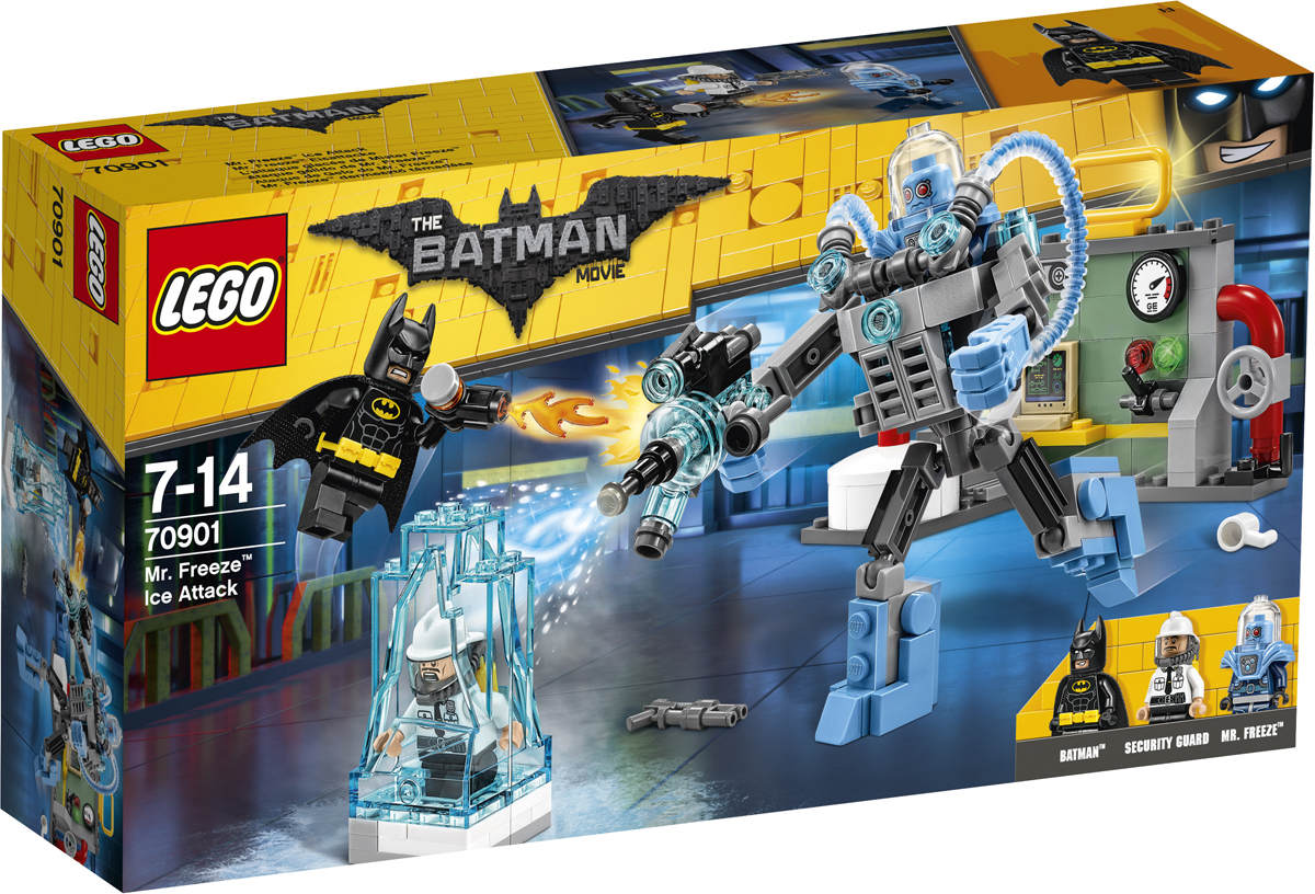 LEGO Batman Movie Конструктор Ледяная aтака Мистера Фриза 7090170901 LEGO Batman Movie Конструктор Ледяная aтака Мистера Фриза 7090170901Перехвати Мистера Фриза, который в своем экзокостюме отправился на электростанцию Готем-сити. Растопи ледяную тюрьму при помощи огнемета Бэтмена, чтобы выпустить на свободу охранника электростанции, а потом сразись с суперзлодеем. Уклоняйся от выстрелов ледяной пушки экзокостюма и направь на Мистера Фриза горячую струю из огнемета. Только Бэтмен может всех спасти.