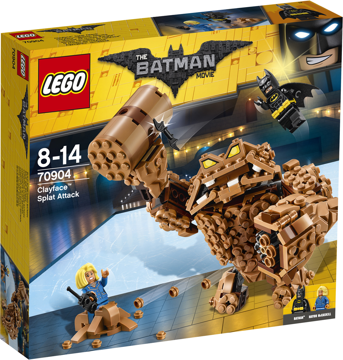 LEGO Batman Movie Конструктор Атака Глиноликого 7090470904 LEGO Batman Movie Конструктор Атака Глиноликого 7090470904Глиноликий ворвался на вечеринку по случаю ухода на пенсию комиссара Гордона и стреляет глиной направо и налево. Вместе с Бэтменом спеши на место преступления и встреться с суперзлодеем лицом к лицу. Но будь осторожен: Глиноликий вооружен шестизарядным скорострельным шипометом и молотом из глины. Уклоняйся от ударов молота и глиняных снарядов и дерись с помощью бэтаранга. Освободи мэра Мак-Каскила из глиняного плена и доставь ее в безопасное место.