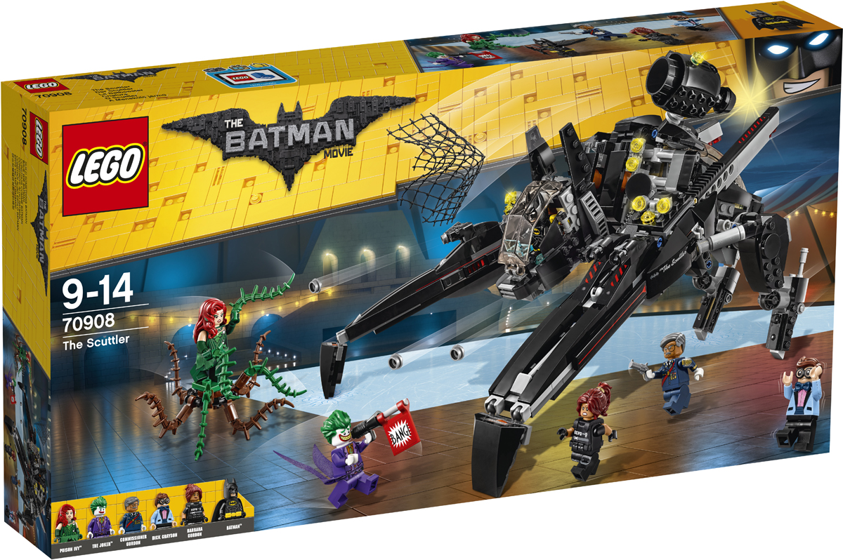LEGO Batman Movie Конструктор Скатлер 7090870908 LEGO Batman Movie Конструктор Скатлер 7090870908Чрезвычайная ситуация! Джокер и Ядовитый плющ с ее ручным монстром ворвались на вечеринку по случаю ухода на пенсию комиссара Гордона и взяли гостей в заложники. Вместе с Бэтменом прыгай в кабину удивительного летательного аппарата — «Птерозавра» — и спеши на выручку. Стреляй по злодеям из шипометов, а потом надень спрятанный реактивный ранец и отправляйся сражаться с Джокером. Освободи комиссара Гордона, Барбару Гордон и Дика Грейсона и поймай всех суперзлодеев в сеть, которой стреляет один из шутеров «Птерозавра».