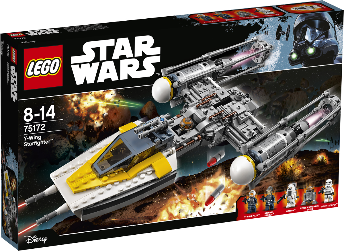 LEGO Star Wars Конструктор Звездный истребитель типа Y 7517275172 LEGO Star Wars Конструктор Звездный истребитель типа Y 7517275172Когда Повстанцам нужен звездолёт для сложного задания, они отправляют истребитель типа Y. Переместите зарядное устройство в нужное положение и поднимите боеприпасы на борт. Потом разместите пилота в кабине истребителя, уберите посадочное оборудование и взмывайте в небо. Достигнув цели, стреляйте из шутеров и поворачивайте зубчатое колесо, чтобы открыть люк и сбросить бомбы. Набор включает в себя 690 разноцветных элементов, пять минифигурок - пилот «Y-крыла», Адмирал Раддус, наёмник гайгоранец Морофф, астродроид повстанцев и штурмовик имперских войск, оружие – бластерный пистолеты, 4 ракеты для шутеров, 4 тяжелые бомбы. Конструктор - это один из самых увлекательных и веселых способов времяпрепровождения. Ребенок сможет часами играть с конструктором, придумывая различные ситуации и истории.