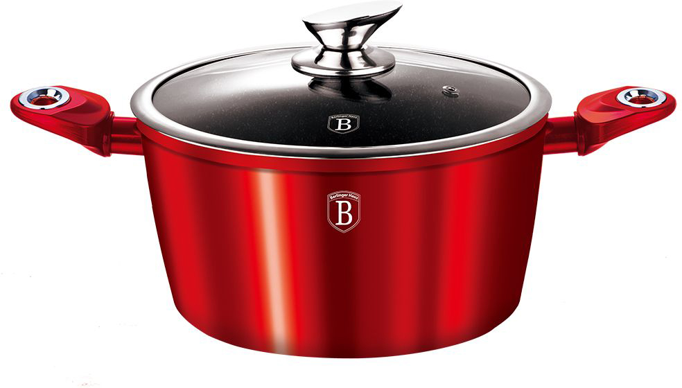Кастрюля Berlinger Haus Metallic Line, цвет: красный, с крышкой, 6 л, 28 см. 1258-ВН1258-ВН Кастрюля Berlinger Haus Metallic Line, цвет: красный, с крышкой, 6 л, 28 см. 1258-ВН1258-ВНКастрюля со стеклянной крышкой диаметр 28 см, кованый алюминий, толщина стенок 0,5 см, объём 6л, 3 слоя мраморного покрытия эргономичная ручка soft touch, индукционное дно, цвет: красный, упаковка: коробка