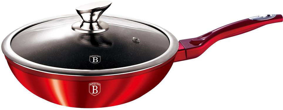 Вок Berlinger Haus Metallic Line, цвет: красный, с крышкой, 30 см. 1266-ВН1266-ВН Вок Berlinger Haus Metallic Line, цвет: красный, с крышкой, 30 см. 1266-ВН1266-ВНСковорода ВОК со стеклянной крышкой 30см, кованый алюминий, толщина стенок 0,5 см, 3 слоя мраморного покрытия эргономичная ручка soft touch, индукционное дно, цвет: красный, упаковка: коробка