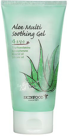 Skinfood Aloe Soothing Gel Высококонцентрированный гель с алоэ, 150 млУТ-00000273 Skinfood Aloe Soothing Gel Высококонцентрированный гель с алоэ, 150 млУТ-00000273Алоэ вера оказывает успокаивающее, противовоспалительное, бактерицидное и ранозаживляющее действие Универсальный гель подходит для лица и тела: может использоваться как увлажняющее средство, как успокаивающая маска для век, база под макияж, гель для ухода за кожей рук и ногтями, средство после бритья, а также успокаивающее средство при солнечных ожогах и укусах насекомых. Подходит для любого типа кожи.