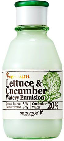 Skinfood Premium Lettecure Cucumber Увлажняющая эмульсия с экстрактом огурца и салата латука, 140 млУТ-00000300 Skinfood Premium Lettecure Cucumber Увлажняющая эмульсия с экстрактом огурца и салата латука, 140 млУТ-00000300Увлажняющая эмульсия на основе экстракт огурца (5%) и листьев латука (5%) освежает кожу, выравнивает ее тон, устраняет красноту и отечность, смягчает кожу и успокаивает ее. Огуречная вода (20%) - тонизирует. Комплекс экстрактов огурца и листьев салата латука - оказывает глубокоувлажняющее действие, стимулирует сужение пор, препятствует появлению воспалений, оказывает осветляющее действие на пигментные пятна и следы пост-акне, повышает уровень эластичности и упругости, защищает от влияния окружающей среды.