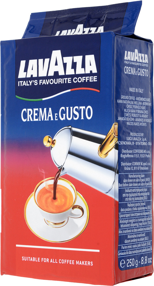 Lavazza Crema Gusto кофе молотый, 250 г3876 Lavazza Crema Gusto кофе молотый, 250 г3876Lavazza Crema Gusto - это великолепный купаж индийской робусты и бразильской арабики. Зерна были подвержены сильной обжарке, за счет которой получается крепкий и насыщенный вкус, а также густая пенка.