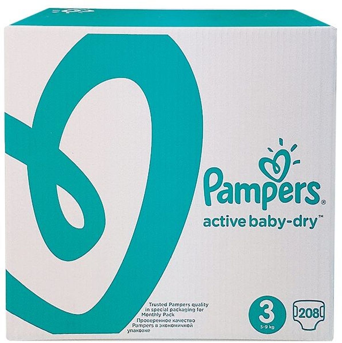 Pampers Подгузники Active Baby-Dry 5-9 кг Midi 208 штPA-81603988 Pampers Подгузники Active Baby-Dry 5-9 кг Midi 208 штPA-81603988Месячный запас подгузников! Ух ты, как сухо! А куда исчезли все пи-пи? Вы готовы к революции в мире подгузников? Как только вы начнете использовать Pampers active baby-dry, вы убедитесь, что они отличаются от наших предыдущих подгузников. Революционная технология помогает распределять влагу равномерно по 3 впитывающим каналам и запирать ее на замок, не допуская образование мокрого комка между ножек по утрам. Эти подгузники настолько удобные и сухие, что вы удивитесь, куда делись все пи-пи! - 3 впитывающих канала: помогают равномерно распределить влагу по подгузнику, не допуская образование мокрого комка между ножек. - Впитывающие жемчужные микрогранулы: внутренний слой с жемчужными микрогранулами, который впитывает и запирает влагу до 12 часов. - Слой DRY: впитывает влагу и не дает ей соприкасаться с нежной кожей малыша. - Мягкий, как хлопок, верхний слой: предотвращает контакт влаги с кожей малыша, для спокойного сна на всю ночь. - Дышащие материалы: обеспечивают циркуляцию...