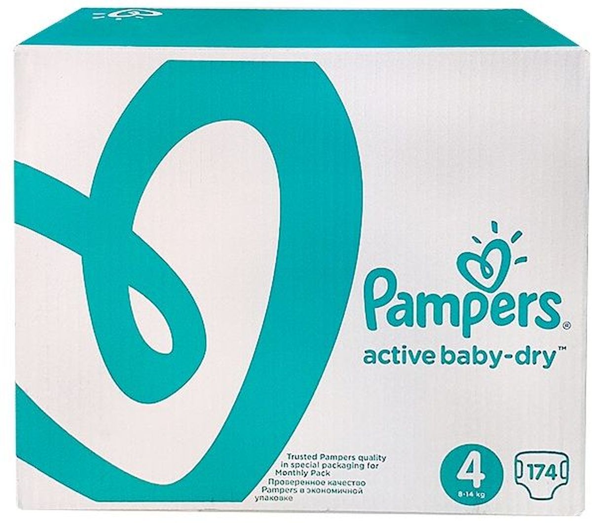 Pampers Подгузники Active Baby-Dry 8-14 кг Maxi 174 штPA-81603990 Pampers Подгузники Active Baby-Dry 8-14 кг Maxi 174 штPA-81603990Месячный запас подгузников! Ух ты, как сухо! А куда исчезли все пи-пи? Вы готовы к революции в мире подгузников? Как только вы начнете использовать Pampers active baby-dry, вы убедитесь, что они отличаются от наших предыдущих подгузников. Революционная технология помогает распределять влагу равномерно по 3 впитывающим каналам и запирать ее на замок, не допуская образование мокрого комка между ножек по утрам. Эти подгузники настолько удобные и сухие, что вы удивитесь, куда делись все пи-пи! - 3 впитывающих канала: помогают равномерно распределить влагу по подгузнику, не допуская образование мокрого комка между ножек. - Впитывающие жемчужные микрогранулы: внутренний слой с жемчужными микрогранулами, который впитывает и запирает влагу до 12 часов. - Слой DRY: впитывает влагу и не дает ей соприкасаться с нежной кожей малыша. - Мягкий, как хлопок, верхний слой: предотвращает контакт влаги с кожей малыша, для спокойного сна на всю ночь. - Дышащие материалы: обеспечивают циркуляцию...
