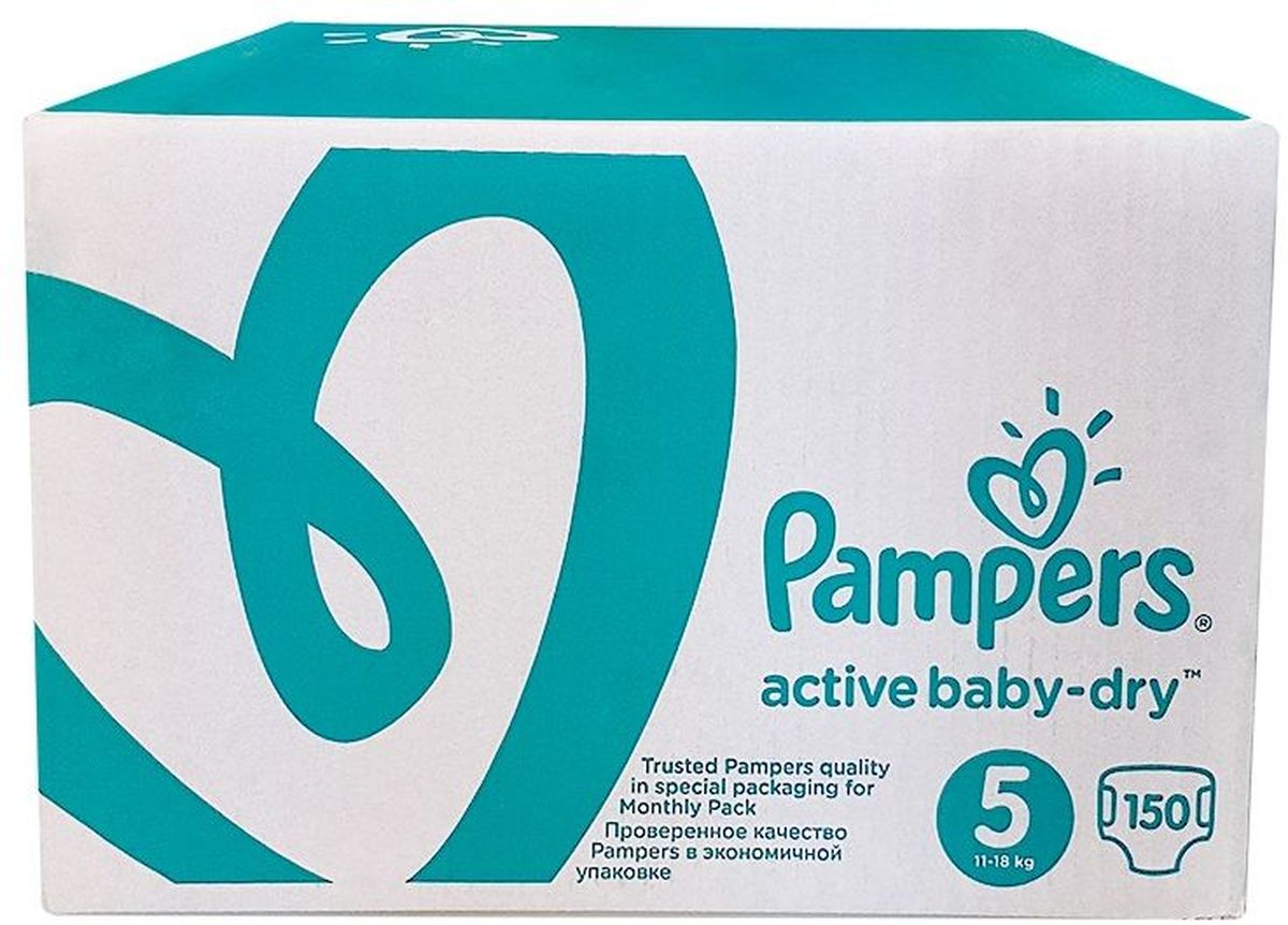 Pampers Подгузники Active Baby-Dry 11-18 кг Junior 150 штPA-81603992 Pampers Подгузники Active Baby-Dry 11-18 кг Junior 150 штPA-81603992Месячный запас подгузников! Ух ты, как сухо! А куда исчезли все пи-пи? Вы готовы к революции в мире подгузников? Как только вы начнете использовать Pampers active baby-dry, вы убедитесь, что они отличаются от наших предыдущих подгузников. Революционная технология помогает распределять влагу равномерно по 3 впитывающим каналам и запирать ее на замок, не допуская образование мокрого комка между ножек по утрам. Эти подгузники настолько удобные и сухие, что вы удивитесь, куда делись все пи-пи! - 3 впитывающих канала: помогают равномерно распределить влагу по подгузнику, не допуская образование мокрого комка между ножек. - Впитывающие жемчужные микрогранулы: внутренний слой с жемчужными микрогранулами, который впитывает и запирает влагу до 12 часов. - Слой DRY: впитывает влагу и не дает ей соприкасаться с нежной кожей малыша. - Мягкий, как хлопок, верхний слой: предотвращает контакт влаги с кожей малыша, для спокойного сна на всю ночь. - Дышащие материалы: обеспечивают циркуляцию...