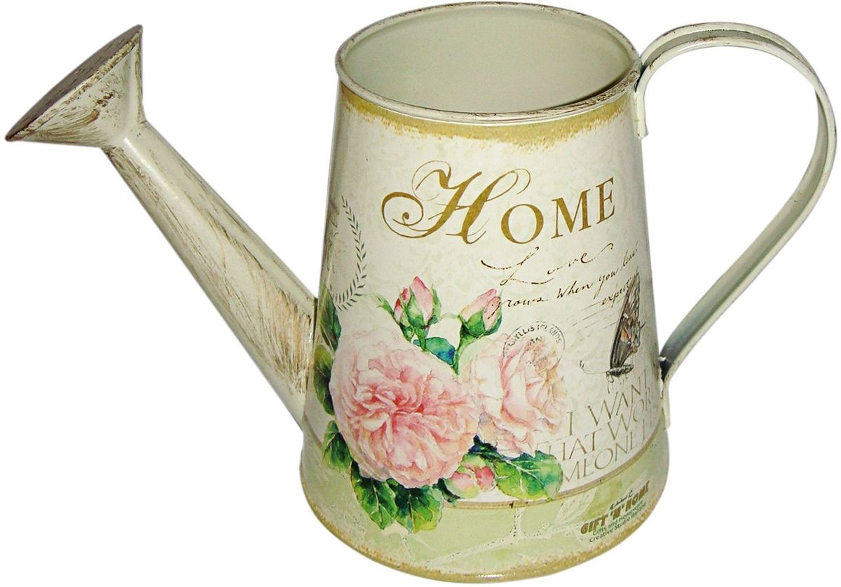 Лейка декоративная GiftnHome Уютный дом, 2 лМЛ-15 Home Лейка декоративная GiftnHome Уютный дом, 2 лМЛ-15 HomeДекоративная лейка GiftnHome Уютный дом - прекрасное решение для декора дома или дачи. Изготовлена из жести и оформлено красочным цветочным рисунком в винтажном стиле. Декор выполнен в технике декупаж. Изделие предназначено для интерьерного оформления жилого помещения. Оно прекрасно дополнит интерьер и добавит в обычную обстановку нотки романтики и изящества. Лейка не герметична - не рекомендуется наполнять водой. Объем: 2 л. Диаметр (по верхнему краю): 9,5 см. Диаметр основания: 13 см. Высота лейки: 15 см.
