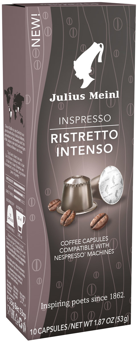 Julius Meinl Ристретто Интенсо капсульный кофе, 10 шт86576_Ристретто Интенсо Julius Meinl Ристретто Интенсо капсульный кофе, 10 шт86576_Ристретто ИнтенсоКапсульный кофе Julius Meinl Ристретто Интенсо идеально подходит для дома и офиса. Высокие стандарты качества гарантируют отличный вкус, насыщенность и идеальную пенку для всех любителей кофе. Капсулы отличаются уникальным дизайном и высокой функциональностью. Благодаря герметичной упаковке, которая не позволяет воздуху проникать внутрь, кофе всегда остается свежим, сохраняя свой первозданный вкус и аромат.