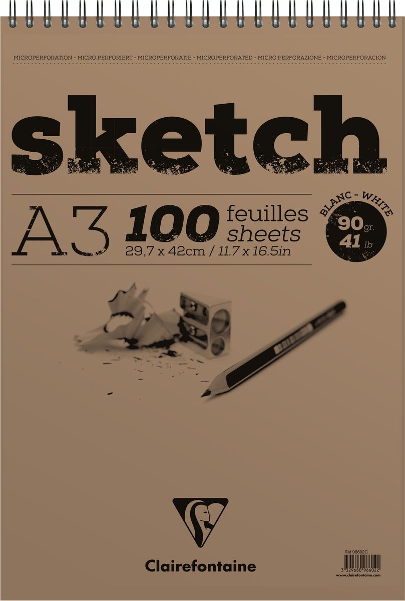 Блокнот Clairefontaine Sketch, для сухих техник, на спирали, цвет: белый, формат A3, 100 листов96602С Блокнот Clairefontaine Sketch, для сухих техник, на спирали, цвет: белый, формат A3, 100 листов96602СОригинальный блокнот Clairefontaine идеально подойдет для памятных записей, любимых стихов, рисунков и многого другого. Плотная обложка предохраняет листы от порчи и замятия. Такой блокнот станет забавным и практичным подарком - он не затеряется среди бумаг, и долгое время будет вызывать улыбку окружающих.
