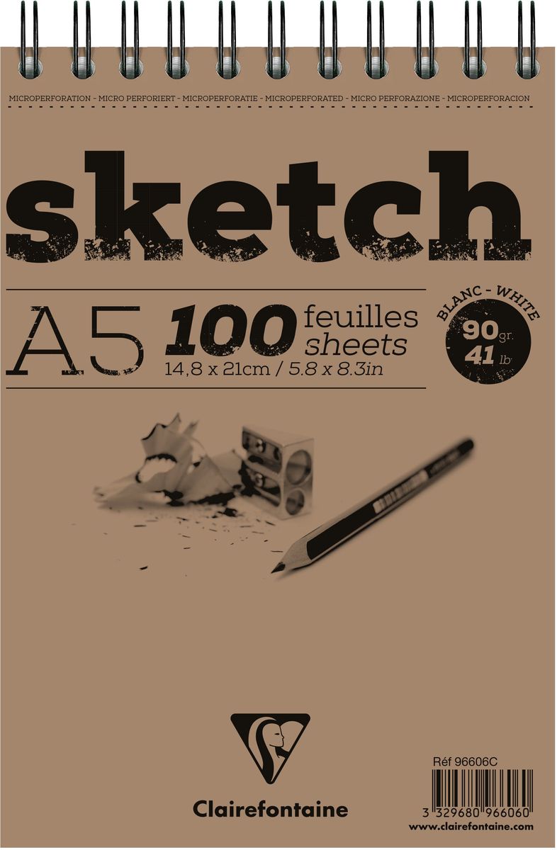 Блокнот Clairefontaine Sketch, для сухих техник, на спирали, цвет: белый, формат A5, 100 листов96606С Блокнот Clairefontaine Sketch, для сухих техник, на спирали, цвет: белый, формат A5, 100 листов96606СОригинальный блокнот Clairefontaine идеально подойдет для памятных записей, любимых стихов, рисунков и многого другого. Плотная обложка предохраняет листы от порчи и замятия. Такой блокнот станет забавным и практичным подарком - он не затеряется среди бумаг, и долгое время будет вызывать улыбку окружающих.