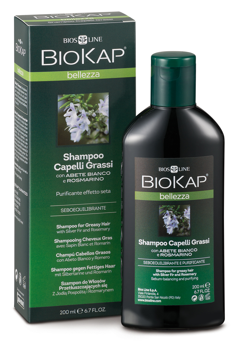 BioKap Шампунь для жирных волос, 200 млBL 21 BioKap Шампунь для жирных волос, 200 млBL 21Предназначен для ухода за жирными волосами. Специальная формула позволяет ежедневное использование. Питает, увлажняет, защищает волосы и кожу головы, не нарушая естественный липидный баланс. Волосы безукоризненной чистоты, послушные, сильные, крепкие, мягкие и сияющие, без жирного блеска и слипшихся прядей.