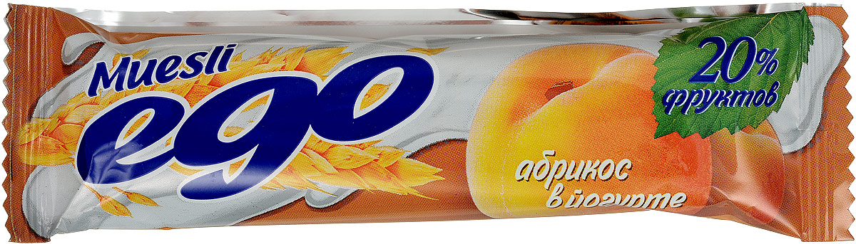Ego Батончик мюсли со вкусом Абрикос в йогурте, 25 г4607061252483 Ego Батончик мюсли со вкусом Абрикос в йогурте, 25 г4607061252483Батончики мюсли Ego - это новое поколение диетических продуктов, концентрированный набор крупноволокнистой пищи, витаминов и микроэлементов. Они изготавливаются из пшеничных и овсяных хлопьев, экструдированной кукурузы и риса, различных фруктов, семян подсолнечника, орехов и мальтозного сиропа. Прекрасно подходят для диетического питания. Уважаемые клиенты! Обращаем ваше внимание, что полный перечень состава продукта представлен на дополнительном изображении.