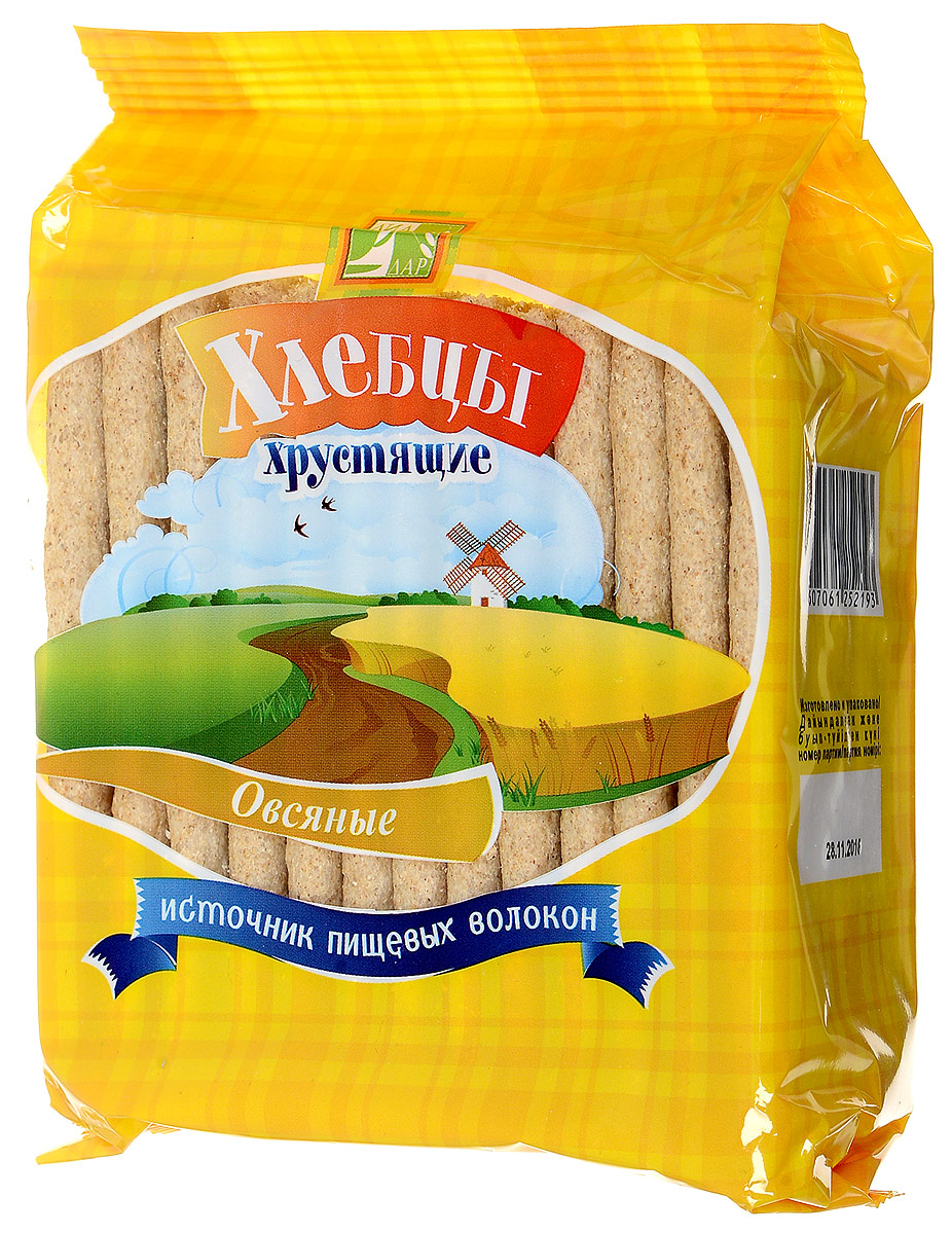 Диадар Хлебцы Овсяные, 100 г4607061252193 Диадар Хлебцы Овсяные, 100 г4607061252193Хлебцы хрустящие Диадар приготовлены из муки, отрубей; без применения красителей и консервантов. Также продукт не содержат генетически модифицированных веществ. При производстве хлебцев используется только природная вода. Экструдированные хлебцы - это источник витаминов, минералов и клетчатки. Прекрасно вписываются в рацион диетического питания, так как являются низкокалорийными, и снижают аппетит. Уважаемые клиенты! Обращаем ваше внимание, что полный перечень состава продукта представлен на дополнительном изображении.