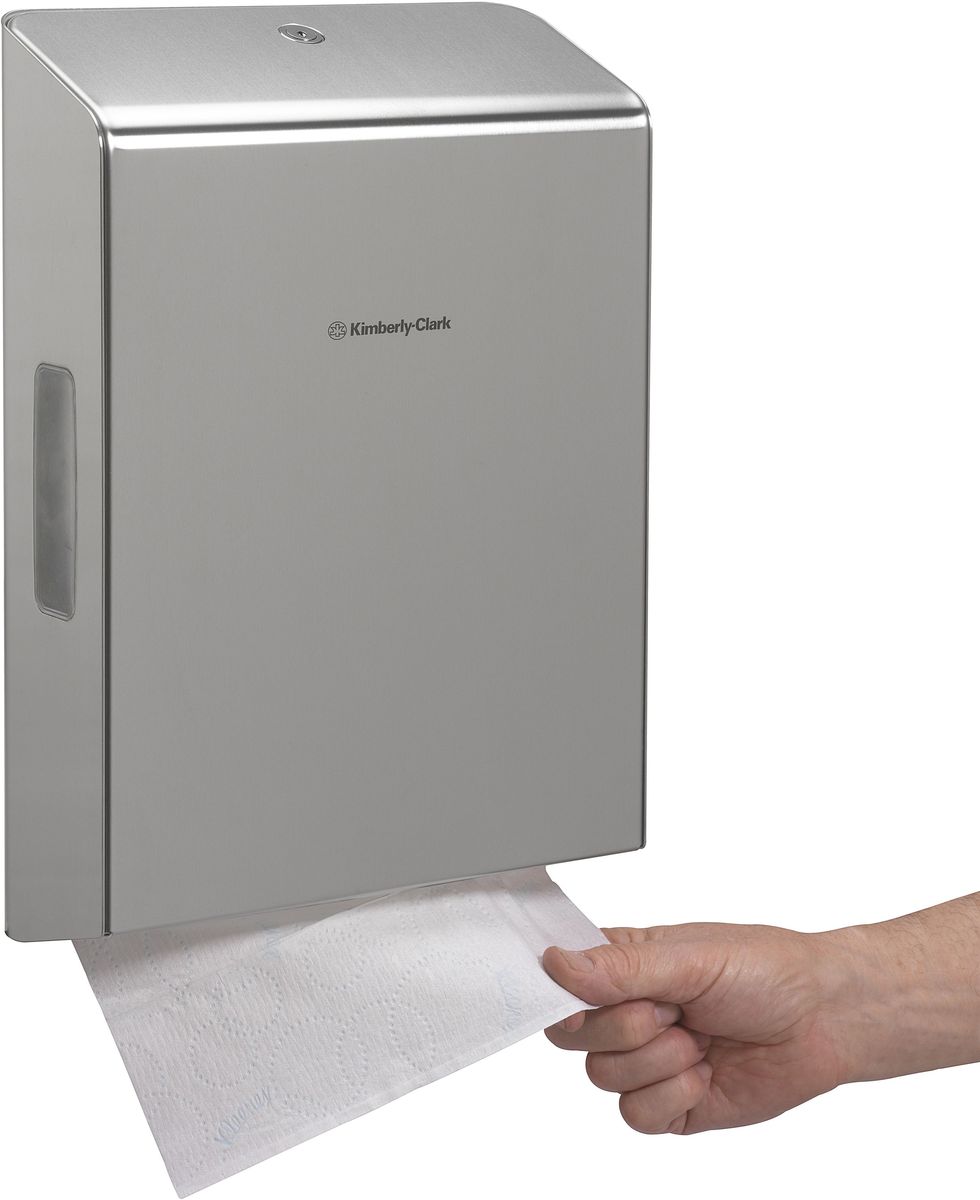 Диспенсер Kimberly-Clark Professional, для сложенных бумажных полотенец. 72597259 Диспенсер Kimberly-Clark Professional, для сложенных бумажных полотенец. 72597259Новый диспенсер KIMBERLY-CLARK PROFESSIONAL® пополнит линейку эксклюзивных нержавеющих диспенсеров. Премиальный диспенсер, подходящий под любой интерьер. Диспенсер выполнен из высококачественной нержавеющей стали 2 мм (марка 304 - высокое сопротивление коррозии/окислению). Запирается на ключ, имеет окно для контроля над наличием расходного материала. Оснащен внутренним стабилизатором зажима для фиксации положения расходного материала, что исключит некорректность подаваемых полотенец. Продукция сертифицирована и имеет стандарты качества ISO9001 и ISO14001. Совместим с полотенцами: 1890, 4375, 4632.