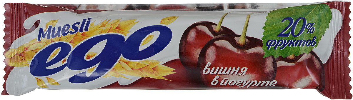 Ego Батончик мюсли со вкусом Вишня в йогурте, 25 г4607061252513 Ego Батончик мюсли со вкусом Вишня в йогурте, 25 г4607061252513Батончики мюсли Ego - это новое поколение диетических продуктов, концентрированный набор крупноволокнистой пищи, витаминов и микроэлементов. Они изготавливаются из пшеничных и овсяных хлопьев, экструдированной кукурузы и риса, различных фруктов, семян подсолнечника, орехов и мальтозного сиропа. Прекрасно подходят для диетического питания. Уважаемые клиенты! Обращаем ваше внимание, что полный перечень состава продукта представлен на дополнительном изображении.