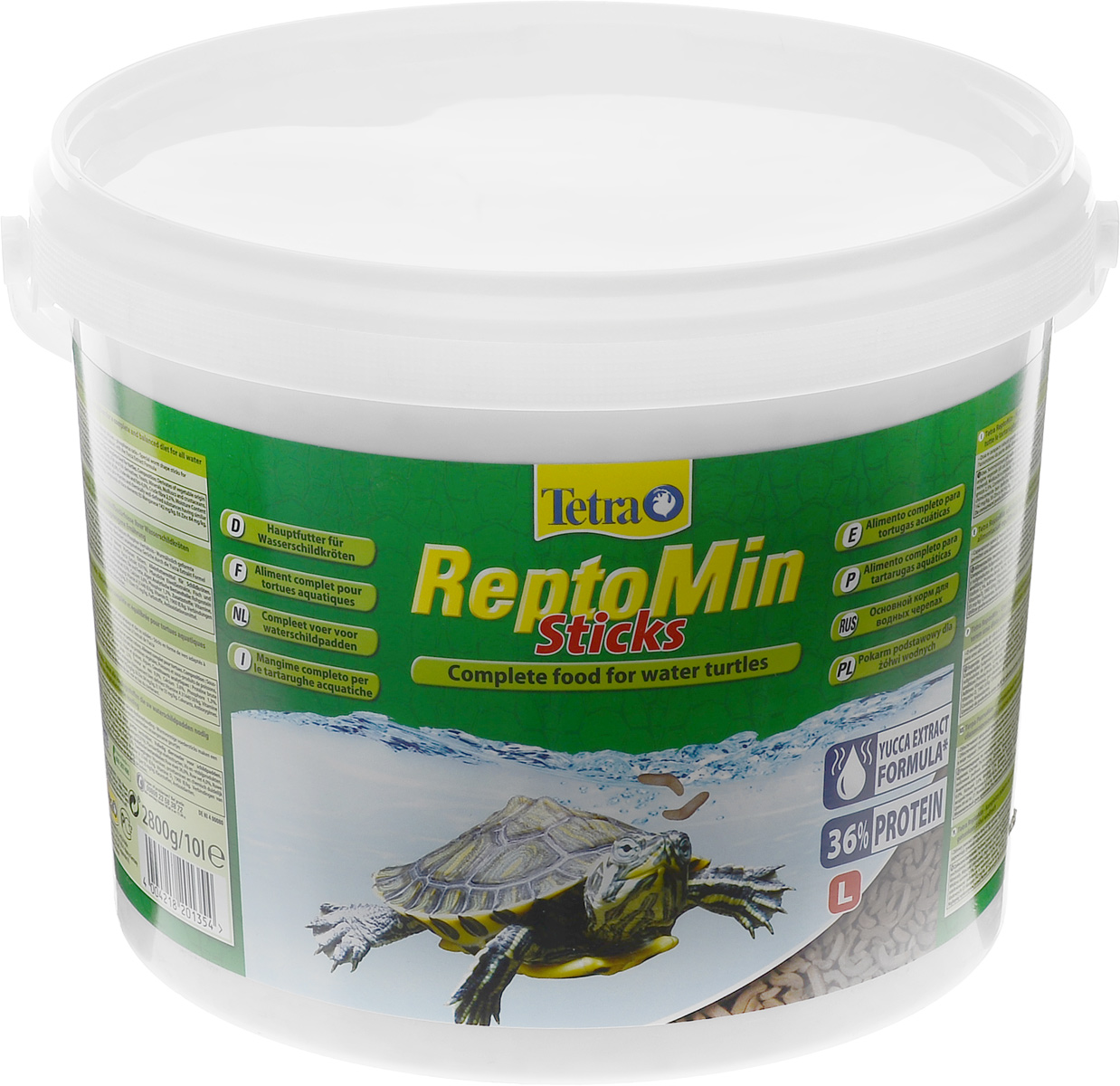Корм для водных черепах Tetra ReptoMin, палочки, 10 л (2,5 кг)201354 Корм для водных черепах Tetra ReptoMin, палочки, 10 л (2,5 кг)201354Корм Tetra ReptoMin - полноценный сбалансированный питательный корм высшего качества для любых видов водных черепах. Поддерживает здоровье, нормальный рост и придает жизненные силы. Оптимальное соотношение кальция и фосфора для формирования твердого панциря и крепких костей. Запатентованная БиоАктив-формула обеспечивает здоровую иммунную систему. Состав: растительные продукты, рыба и побочные рыбные продукты, экстракты растительного белка, дрожжи, минеральные вещества, моллюски и раки, масла и жиры, водоросли. Аналитические компоненты: сырой белок 39%, сырые масла и жиры 4,5%, сырая клетчатка 2%, влага 9%, кальций 3,3%, фосфор 1,3%. Добавки: витамин А 29550 МЕ/кг, витамин Д3 1845 МЕ/кг, Е5 марганец 134 мг/кг, Е6 цинк 80 мг/кг, Е1 железо 52 мг/кг, Е3 кобальт 0,9 мг/кг, красители, антиоксиданты. Товар сертифицирован.