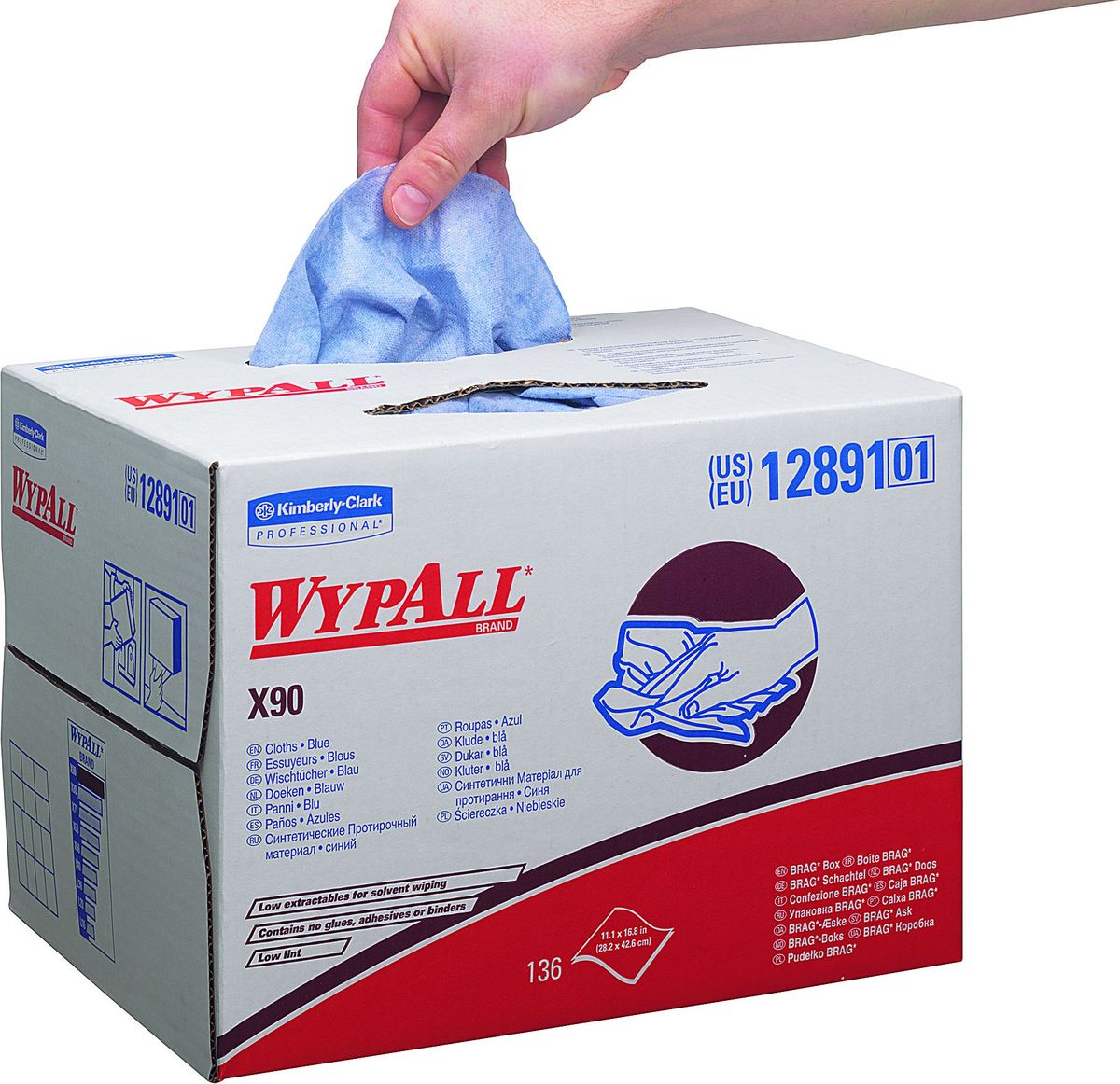 Салфетки бумажные Wypall Х90, 152 шт. 1289112891 Салфетки бумажные Wypall Х90, 152 шт. 1289112891Бумажные салфетки Wypall Х90, изготовленные из целлюлозы и синтетики, обладают отличной впитывающей способностью, долговечностью и прочностью, как в сухом, так и во влажном состоянии. Салфетки могут использоваться с большинством растворителей, обеспечивают быструю очистку и помогают сократить расходы. Подходят для работы по очистке от клея, масла, мусора, стекол, а также для прецизионной очистки сложных механизмов и деталей. Салфетки Wypall Х90 могут использоваться с переносными или стационарными диспенсерами для контроля расхода продукта и уменьшения объема отходов.