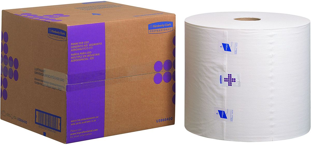 Салфетка протирочная Kimberly-Clark Professional, 900 листов. 3866438664 Салфетка протирочная Kimberly-Clark Professional, 900 листов. 3866438664Созданы специально для аэрокосмической отрасли, также рекомендованы к использованию в таких отраслях как металлургическая, нефтеперерабатывающая, газовая промышленность, автомобилестроение, и др., где особо важны скорость выполнения работ, низкое отделение ворса и прочность материала. Продукция соответствует требованиям авиапроизводителей Boeing и Airbus, нормам AMS 3819C и BMS 15-5F. Может использоваться с переносными или стационарными диспенсерами для контроля расхода продукта и уменьшения объема отходов.