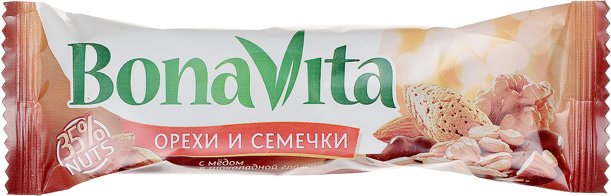 Bona Vita Батончик ореховый с семенами подсолнечника орехами и медом в шоколадной глазури, 35 г4607061252643 Bona Vita Батончик ореховый с семенами подсолнечника орехами и медом в шоколадной глазури, 35 г4607061252643Ореховые батончики Bona Vita выпускаются отечественным производителем в соответствии с европейскими стандартами качества и безопасности. Они сочетают в себе полезные свойства различных орехов (миндаль, грецкий орех, фисташки, арахис, бразильский орех, кокос), сваренных с медом и фруктозой, с добавлением злаков и сушеных фруктов, покрытые шоколадной или йогуртовой глазурью. Ореховые батончики Bona Vita - это полезное и вкусное лакомство для всей семьи! Уважаемые клиенты! Обращаем ваше внимание, что полный перечень состава продукта представлен на дополнительном изображении.