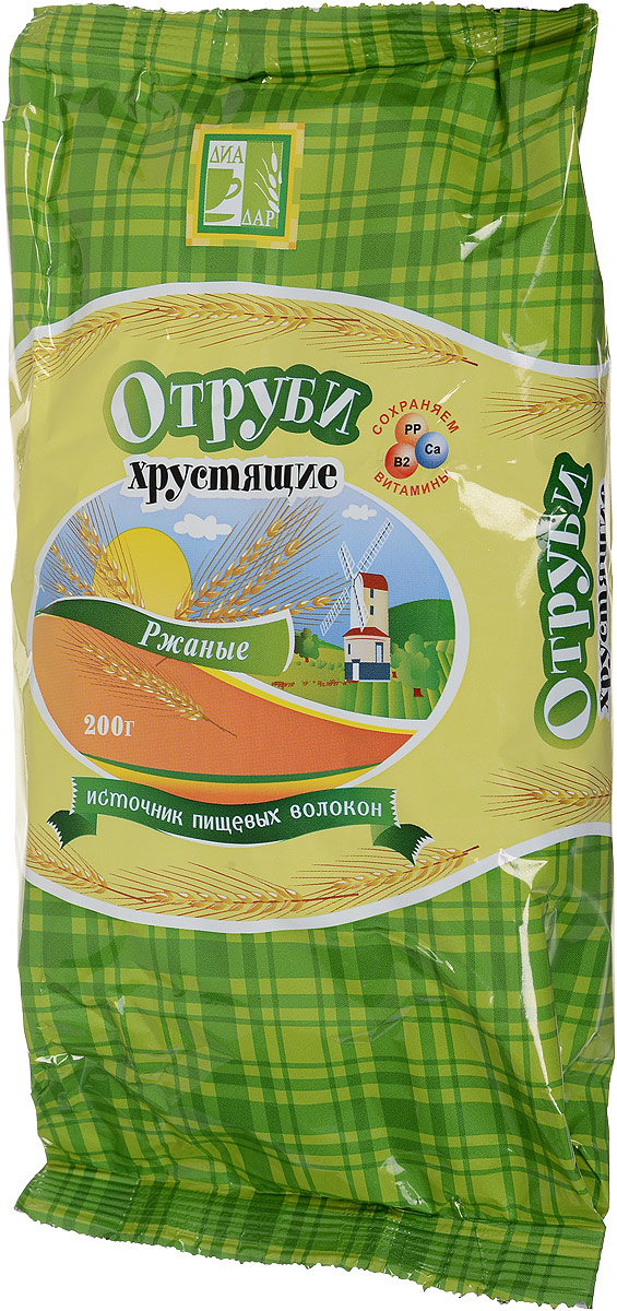 Диадар Отруби хрустящие Ржаные, 200 г4607024970522 Диадар Отруби хрустящие Ржаные, 200 г4607024970522Абсорбирующее действие отрубей и пищевые волокна способствуют очищению организма, поглощая и нейтрализуя поступающие с пищей и образующиеся в процессе пищеварения токсичные вещества и аллергены, обеспечивают подавление аппетита. Хрустящие отруби Диадар Ржаные применяются в качестве пищевого продукта диетического (лечебного и профилактического) питания - дополнительного источника пищевых волокон.