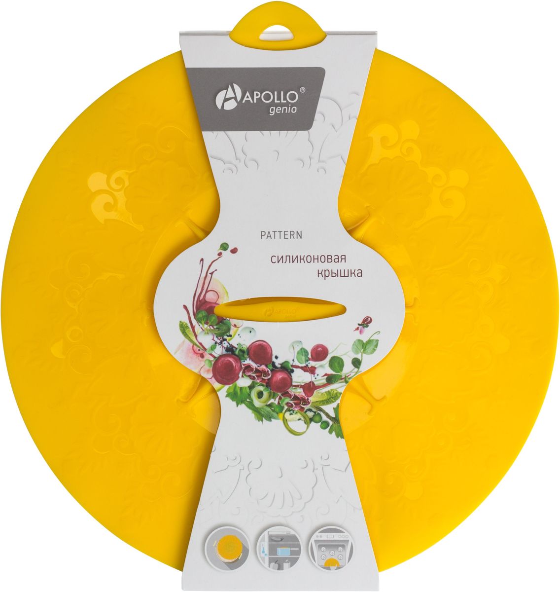 Крышка силиконовая Apollo Genio Pattern, цвет: желтый. Диаметр 26 смPTR-26 Крышка силиконовая Apollo Genio Pattern, цвет: желтый. Диаметр 26 смPTR-26Крышка Apollo Genio Pattern выполнена из пищевого силикона. Она предназначена для герметичного закрытия любой посуды. Крышка плотно прилегает к краям емкости, ограничивая доступ воздуха внутрь, благодаря этому ваши продукты останутся свежими гораздо дольше. Основные свойства: - выдерживает температуру от -40°С до +240°С, - невозможно разбить, - легко моется, - не деформируется при хранении в свернутом виде, - имеет долгий срок службы, сохраняя свой первоначальный вид, - не выделяет вредных веществ при нагревании или охлаждении, - не впитывает запахи, - не вступает в химическую реакцию с продуктами, - подходит для использования в духовом шкафу и микроволновой печи без использования режима Гриль, морозильной камере и для мытья в посудомоечной машине. Не использовать абразивные моющие средства и острые предметы. Рекомендуется ручная мойка.