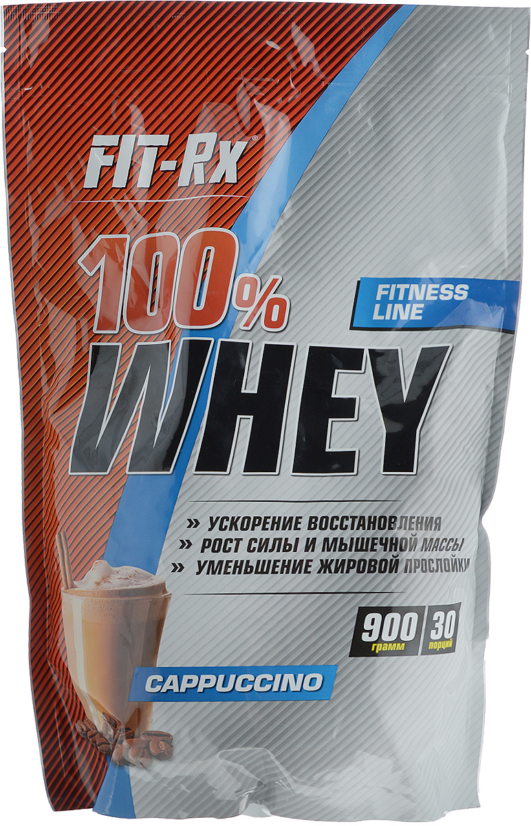 Концентрат напитка сухой FIT-Rx Белковый коктейль 100% Whey, со вкусом капучино, 900 гFR 100% Whey - 100% Вей капучино (900г) Концентрат напитка сухой FIT-Rx Белковый коктейль 100% Whey, со вкусом капучино, 900 гFR 100% Whey - 100% Вей капучино (900г)Сухой концентрат напитка FIT-Rx Белковый коктейль 100% Whey - это сывороточный протеин и пищевые волокна. Сывороточный протеин занимает первое место по популярности среди всех видов протеинов. Основные достоинства «сыворотки» заключаются в лучшем среди всех животных протеинов аминокислот составе и максимальной скорости усвоения. Во всех ситуациях, когда организму срочно нужен высокий уровень аминокислот в крови, например, после длительного периода без пищи, перед или после физических нагрузок, сывороточный протеин будет лучшим выбором. Кроме того, высокая скорость усвоения обеспечивает и максимально высокую концентрацию аминокислот в крови и, следовательно, в мышечных волокнах. В мышечных волокнах существуют так называемые сигнальные системы обеспечивающие интенсификацию синтеза белков на рибосомах, а также увеличение количества мышечных ядер. Одним из факторов активации данной системы является избыток аминокислот в мышечной клетке, а создать такой избыток можно лишь приемом...