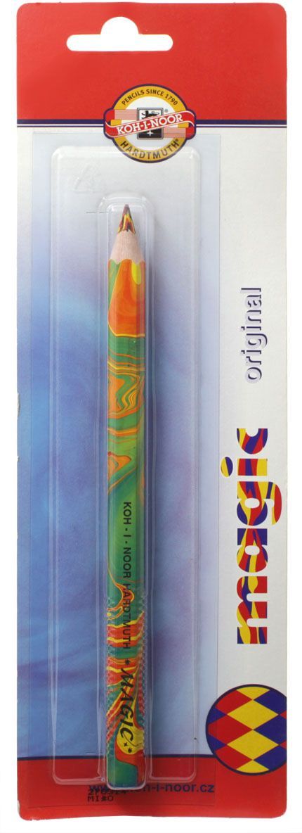Карандаш цветной Koh-i-Noor Magic, многоцветный грифель, 10 мм3405/BL Карандаш цветной Koh-i-Noor Magic, многоцветный грифель, 10 мм3405/BLУникальный карандаш с многоцветным грифелем. При работе карандашом образуется единая многоцветная линия, сплетенная из нескольких линий разных цветов без вращения карандаша вокруг оси грифеля, создавая готовую растушеванную линию. Цвет линии меняется при изменении угла наклона карандаша. Карандаш можно использовать в различных техниках рисования: растушевке, заштриховке. При переходе от оттенка к оттенку создается эффект 3D. Благодаря уникальности карандаша даже начинающий художник может достичь профессионального результата. Карандаши легко затачиваются. Грифель устойчив к механическим повреждениям.