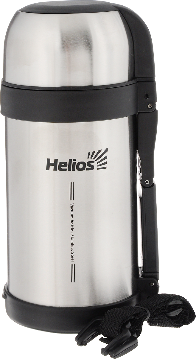 Термос Helios HS TM-001, 1,2 л128960 Термос Helios HS TM-001, 1,2 л128960Универсальный термос Helios HS TM-001 оснащен широким горлом и двойными стенками с вакуумной изоляцией, которая позволяет сохранять напитки горячими и холодными длительное время. Конструкция пробки позволяет использовать термос как для напитков, так и для первых, и вторых блюд. Кнопочный клапан на пробке дает возможность при наливании не открывать термос целиком для сохранения температуры содержимого. Термос имеет складную ручку для удобства наливания содержимого, также в комплекте наплечный ремень для транспортировки и инструкция по эксплуатации. Крышка может послужить вместительной чашей. Диаметр горлышка: 7,5 см. Диаметр основания термоса: 11 см. Высота термоса: 25,8 см.