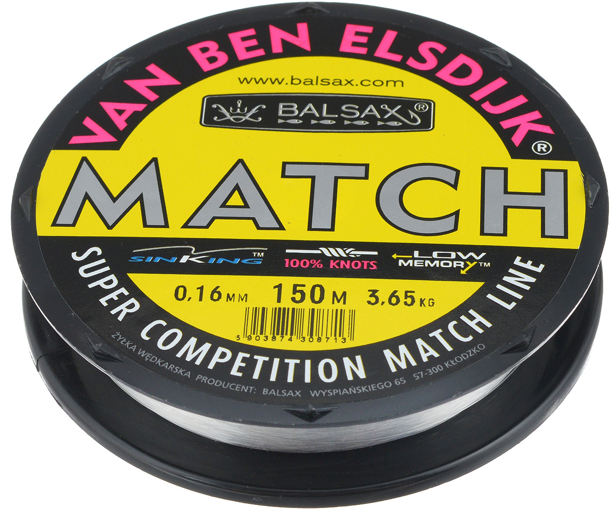 Леска Balsax Match VBE, 150 м, 0,16 мм, 3,65 кг304-10016 Леска Balsax Match VBE, 150 м, 0,16 мм, 3,65 кг304-10016Опытным спортсменам, участвующим в соревнованиях, нужна надежная леска, в которой можно быть уверенным в любой ситуации. Леска Balsax Match VBE отличается замечательной прочностью на узле и высокой сопротивляемостью к истиранию. Она была проверена на склонность к остаточным деформациям, чтобы убедиться в том, что она обладает наиболее подходящей растяжимостью, отвечая самым строгим требованиям рыболовов. Такая леска отлично подходит как для спортивного, так и для любительского рыболовства.
