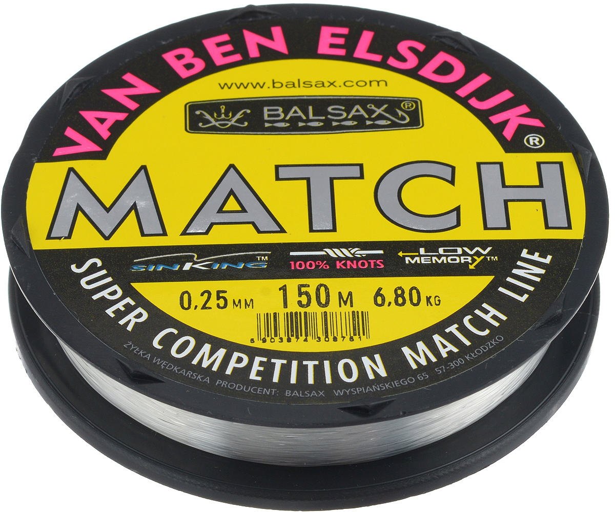 Леска Balsax Match VBE, 150 м, 0,25 мм, 6,8 кг304-10025 Леска Balsax Match VBE, 150 м, 0,25 мм, 6,8 кг304-10025Опытным спортсменам, участвующим в соревнованиях, нужна надежная леска, в которой можно быть уверенным в любой ситуации. Леска Balsax Match VBE отличается замечательной прочностью на узле и высокой сопротивляемостью к истиранию. Она была проверена на склонность к остаточным деформациям, чтобы убедиться в том, что она обладает наиболее подходящей растяжимостью, отвечая самым строгим требованиям рыболовов. Такая леска отлично подходит как для спортивного, так и для любительского рыболовства.