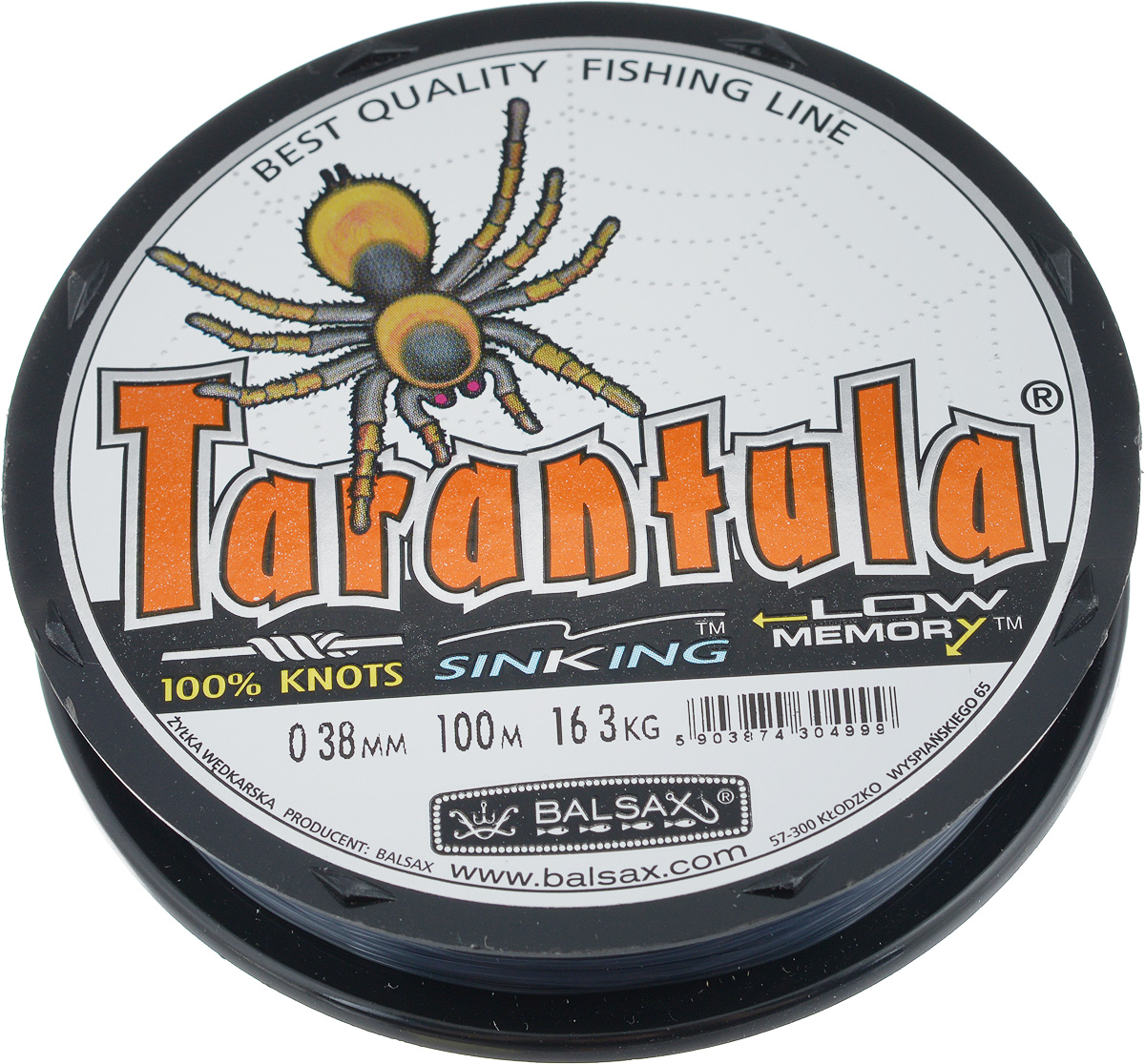 Леска Balsax Tarantula, 100 м, 0,38 мм, 16,3 кг314-07038 Леска Balsax Tarantula, 100 м, 0,38 мм, 16,3 кг314-07038Леска Balsax Tarantula выполнена из нейлоновой рибозы с покрытием из тефлона. Новая молекулярная структура лески отличается повышенной сопротивляемостью к разрыву, но при этом она способна и растягиваться. Растяжимость в случае применения этой лески является отличным достоинством, особенно во время энергичной борьбы с рыбой, как амортизатор защищая оснастку от обрыва.