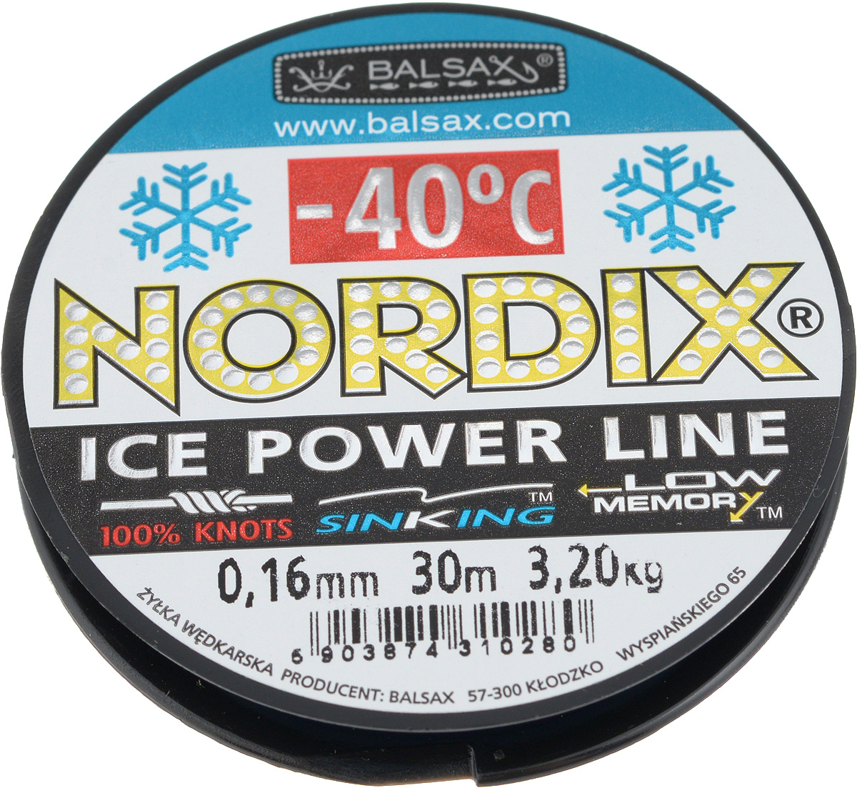 Леска зимняя Balsax Nordix, 30 м, 0,16 мм, 3,2 кг310-12016 Леска зимняя Balsax Nordix, 30 м, 0,16 мм, 3,2 кг310-12016Леска Balsax Nordix изготовлена из 100% нейлона и очень хорошо выдерживает низкие температуры. Даже в самом холодном климате, при температуре вплоть до -40°C, она сохраняет свои свойства практически без изменений, в то время как традиционные лески становятся менее эластичными и теряют прочность. Поверхность лески обработана таким образом, что она не обмерзает и отлично подходит для подледного лова. Прочна в местах вязки узлов даже при минимальном диаметре.