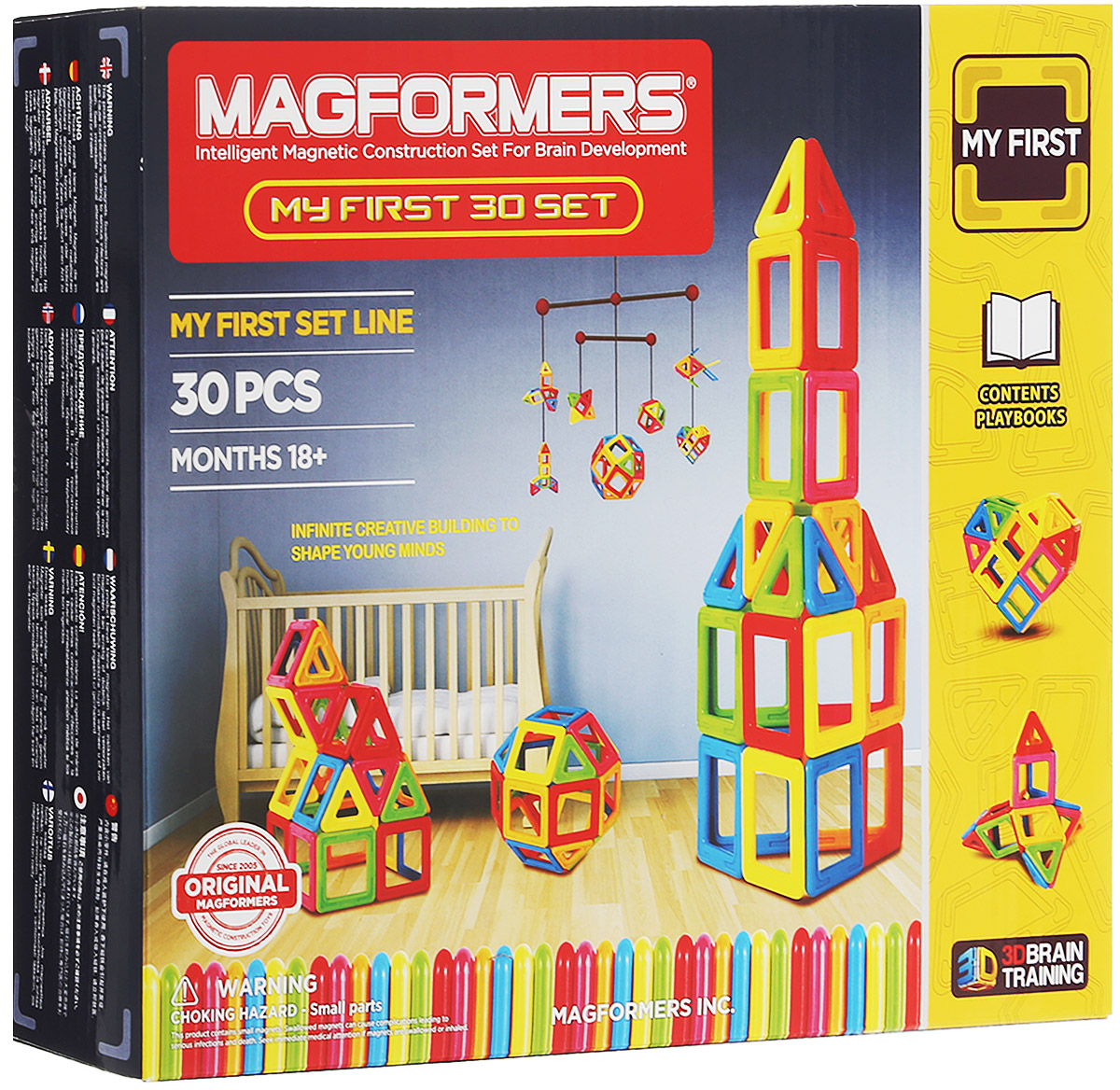 Magformers Магнитный конструктор My First 3063107/702001 Magformers Магнитный конструктор My First 3063107/702001В производстве деталей магнитного конструктора Magformers My First 30 используется особо прочный пластик, устойчивый к механическим повреждениям. Именно этот конструктор, вместе с набором Magformers My First 54, получил возрастную категорию 0+ и может быть использован для игры детьми с рождения. Детали, которые вы можете увидеть в данном наборе, выполнены из непрозрачного пластика ярких цветов. Сначала ребенок может изучать сами детали: они крупные и не имеют острых углов и неровных краев, что исключает проглатывание или повреждение нежной кожи малышей. Вы можете создавать аппликации на плоскости, например, на холодильнике. А так как детали будут прилипать любой стороной, то у ребенка не будет сложностей с самостоятельным выполнением данного задания. С магнитным конструктором Magformers My First 30 вы сможете заниматься с вашим ребенком изучением цветов и геометрических форм в более старшем возрасте. Дальше можно переходить к изучению объемных фигур и созданию первых...