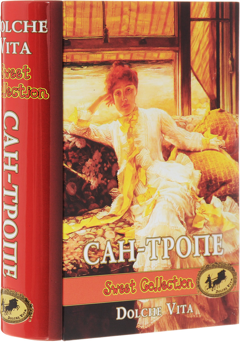 Dolche Vita Сан-Тропе черный ароматизированный листовой чай, 100 г (подарочная шкатулка)21604 Dolche Vita Сан-Тропе черный ароматизированный листовой чай, 100 г (подарочная шкатулка)21604Цейлонский чёрный крупнолистовой чай Dolche Vita Сан-Тропе с листьями чёрной смородины, календулы, вереском, кусочками манго, ягодами клюквы, ежевики и годжи. Ароматизирован натуральным маслом черники. Упакован в металлическую коробку-книжку и послужит хорошим подарком для друзей и близких. Уважаемые клиенты! Обращаем ваше внимание, что полный перечень состава продукта представлен на дополнительном изображении.