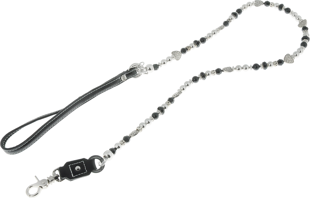 Поводок для собак Happy House Beads, цвет: черный, длина 125 см6805-2 Поводок для собак Happy House Beads, цвет: черный, длина 125 см6805-2Поводок для собак Happy House Beads станет изысканным аксессуаром для вашей собачки. Поводок выполнен в виде нити, декорированной бусинами, камнями и искусственными жемчужинами. Утолщенная леска с металлической проволокой внутри обеспечивает прочность изделия. Ручка поводка изготовлена из натуральной кожи и дополнена подвесками. Поводок пристегивается к ошейнику с помощью металлического карабина. Поводок отличается не только исключительной надежностью и удобством, но и ярким дизайном.