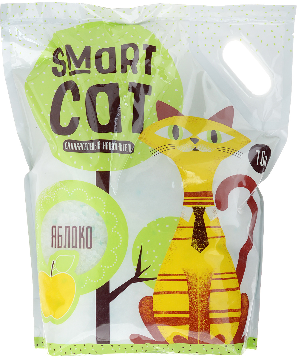 Наполнитель для кошачьих туалетов Smart Cat, силикагелевый, с ароматом яблока, 7,6 л24578 Наполнитель для кошачьих туалетов Smart Cat, силикагелевый, с ароматом яблока, 7,6 л24578Силикагелевый наполнитель Smart Cat представляет собой мелкие белоснежные гранулы с ароматом яблока, изготовленные из сухого геля поликремниевой кислоты. Такой состав обладает прекрасной способностью впитывать жидкость, а также мгновенно поглощать и удерживать туалетные запахи. Наполнитель Smart Cat не вызывает у питомцев аллергических реакций, не поднимает пыль при использовании и не прилипает к нежным кошачьим лапкам и длинной шерсти, а значит, не разносится по окружающей туалет территории. Использованный наполнитель из силикагеля удаляется из кошачьего лотка специальным совочком и утилизируется в мусорное ведро (его нельзя выбрасывать в унитаз). Наполнитель Smart Cat заботится о чистоте вашего дома и комфорте питомца! Товар сертифицирован.