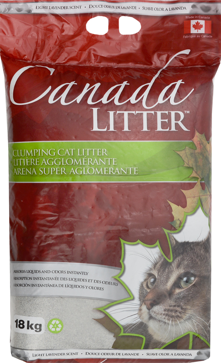 Наполнитель для кошачьих туалетов Canada Litter Запах на Замке, комкующийся, с ароматом лаванды, 18 кг20144 Наполнитель для кошачьих туалетов Canada Litter Запах на Замке, комкующийся, с ароматом лаванды, 18 кг20144Комкующийся наполнитель Canada Litter - канадский наполнитель супер-премиум класса. Наполнитель Canada Litter Запах на замке изготовлен из натриевого бентонита и производится в Канаде. Наполнитель впитывает 350% влаги (в 3,5 раза больше собственного веса). Специальные гранулы напоминают кошке ее естественную среду. Обладает высокой впитывающей и комкующей способностью. Результат заметен мгновенно – при увлажнении сразу образуется плотный комочек. Мягкий приятный аромат лаванды, едва заметный для кошки, устраняет и контролирует запах. Инструкция по применению: 1. Наполните чистый лоток кошачьего туалета Комкующимся наполнителем Canada Litter слоем в 10-12 см. 2. Ежедневно удаляйте совком образовавшиеся комочки. 3. Добавляйте необходимое количество наполнителя, чтобы восполнить содержимое туалета. 4. НИ В КОЕМ СЛУЧАЕ НЕ ВЫБРАСЫВАЙТЕ В УНИТАЗ!