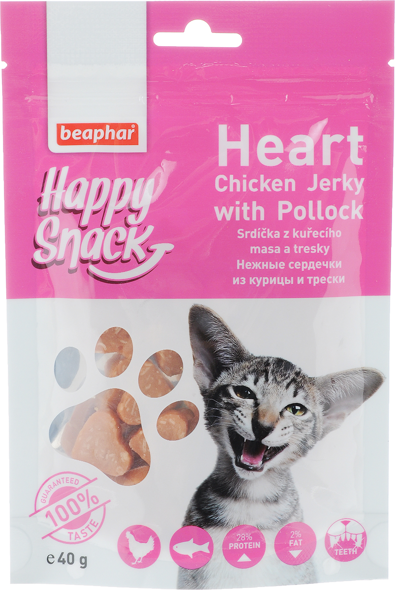 Лакомство для кошек Beaphar Happy Snack, нежные сердечки из курицы и трески, 40 г42187 Лакомство для кошек Beaphar Happy Snack, нежные сердечки из курицы и трески, 40 г42187Лакомство для котят Beaphar Happy Snack - дополнительный корм для кошек и котят с 3-месячного возраста в виде нежных сердечек из курицы и трески. Лакомство понравится даже самым искушенным кошачьим гурманам. Специальный замок zip-lock на упаковке позволяет дольше хранить лакомство. Товар сертифицирован.