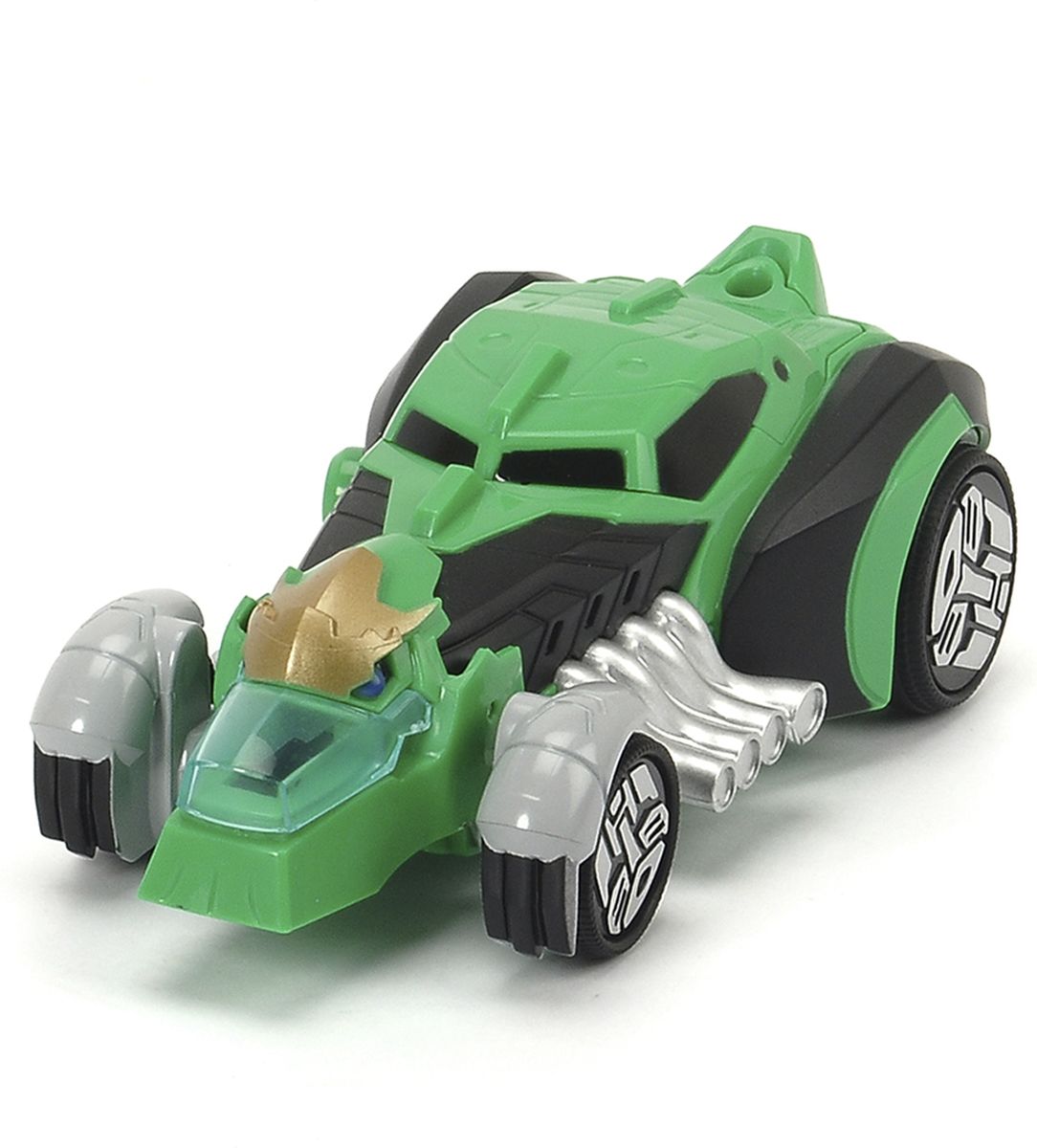 Dickie Toys Машинка-трансформер Grimlock3113002 Dickie Toys Машинка-трансформер Grimlock3113002Оригинальная машинка-трансформер Dickie Toys Grimlock надолго займет внимание вашего ребенка. Grimlock - это один из главных героев мультфильма Трансформеры. Роботы под прикрытием. Игрушка выполнена из прочного пластика в виде гоночной машинки, снабжена яркой подсветкой и может воспроизводить звуки мотора. Колесные диски украшены логотипом автоботов. Для превращения в робота необходимо поставить машинку на задний бампер. После превращения машинка становится боевым трансформером. В этом режиме появляются боевые звуки. Для обратного превращения достаточно просто поставить машинку на колеса. Эта игрушка непременно понравится вашему малышу. Порадуйте его таким замечательным подарком! Рекомендуется докупить 2 батарейки типа ААА напряжением 1,5V (комплектуется демонстрационными).