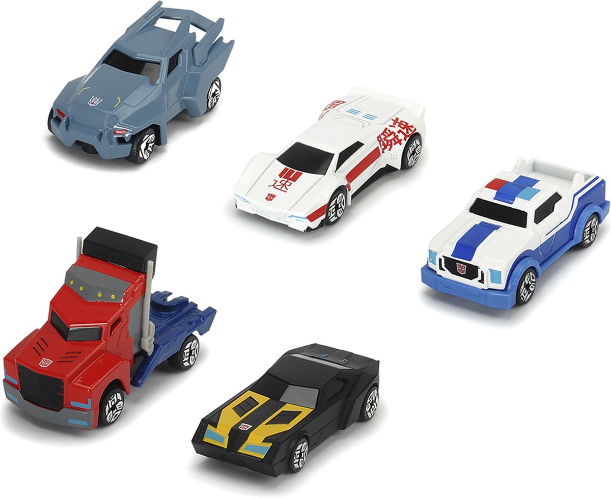 Dickie Toys Набор машинок Автоботы 5 шт3113007 Dickie Toys Набор машинок Автоботы 5 шт3113007Набор машинок Dickie Toys Автоботы выполнен по мотивам фантастической саги Transformers Robots in Disguise. В набор входят: Optimus Prime, Bumblebee, Strongarm, Sideswipe, Steeljaw. Машинки выполнены из металла с пластиковыми элементами. Колеса машинок украшены эмблемой автоботов. С этим набором ребенок сможет придумать множество тематических постановок, в которых представители инопланетной расы замаскировались под видом обычных автомобилей, чтобы не привлекать лишнего внимания.