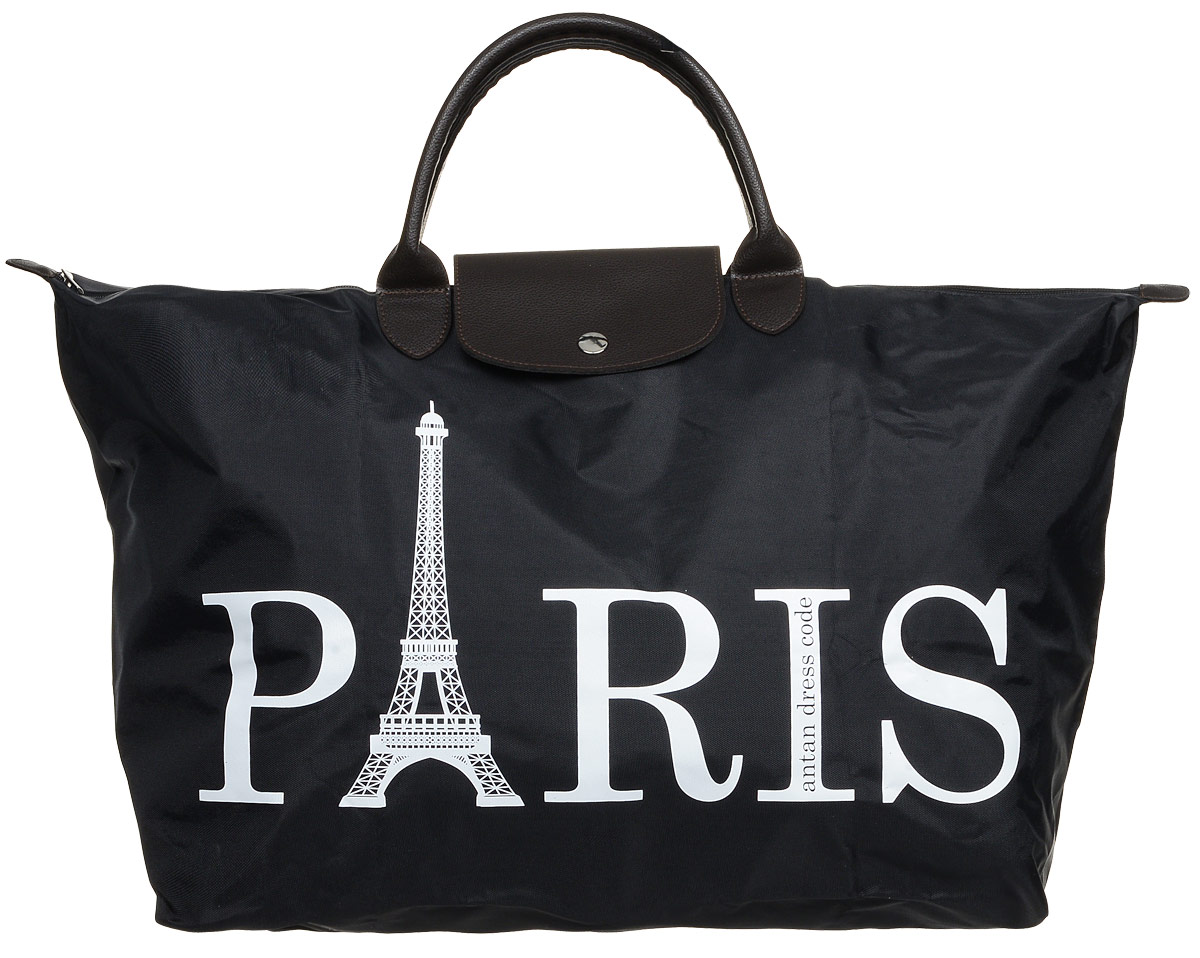 Сумка женская Antan Paris, цвет: черный. 175175 PARIS/черный Сумка женская Antan Paris, цвет: черный. 175175 PARIS/черныйМодная женская сумка Paris выполнена из плотного материала - полиэстера. Лицевая сторона изделия оформлена принтом с изображением Эйфелевой башни и надписью Paris. Сумка имеет одно вместительное отделение, закрывающееся на застежку-молнию и сверху клапаном на кнопку. Внутри расположен накладной карман. Сумка оснащена двумя ручками, выполненными из искусственной кожи. Складывается в компактный размер. Сумка - это стильный аксессуар, который подчеркнет вашу изысканность и индивидуальность и сделает ваш образ завершенным. поли