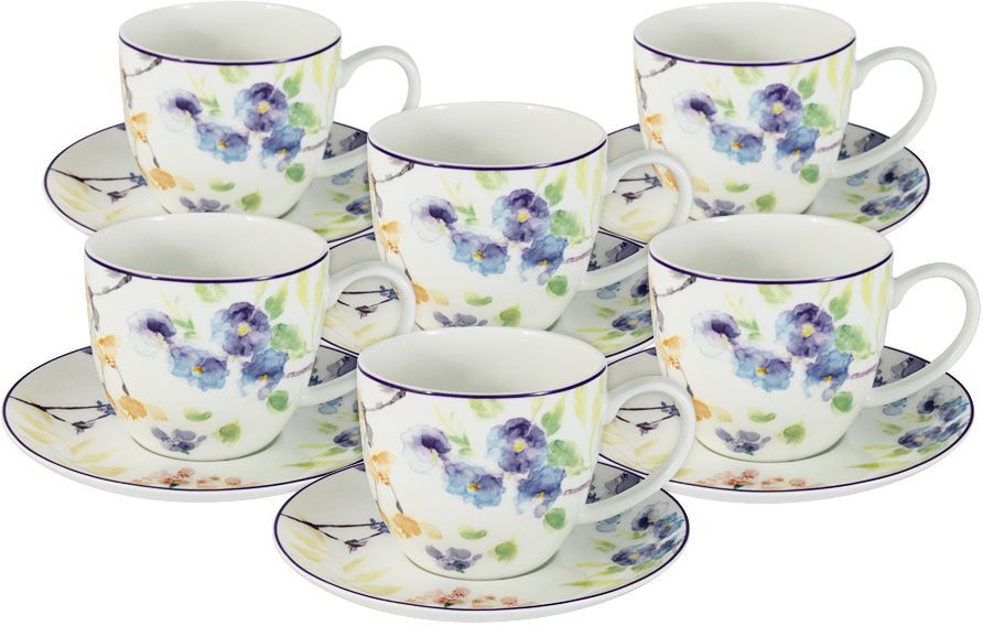 Набор чайный Primavera Fine Bone China "Акварель", 12 предметов. PWW-TD150248-12AL Набор чайный Primavera Fine Bone China "Акварель", 12 предметов. PWW-TD150248-12AL