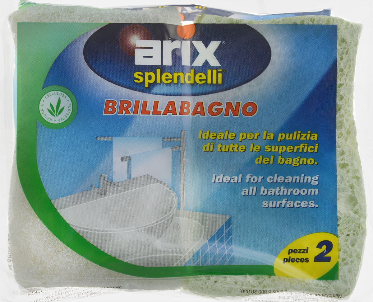 Губки универсальные Arix Brillabagno, целлюлозные, цвет: желтый, салатовый, 2 штAR506_желтый, салатовый Губки универсальные Arix Brillabagno, целлюлозные, цвет: желтый, салатовый, 2 штAR506_желтый, салатовыйГубки универсальные Arix Brillabagno изготовлены из целлюлозы с деликатной фиброй. Удаляют жир и влагу, не задерживают грязь. Хорошо впитывают воду. В наборе - 2 губки. С губками Arix Brillabagno посуда будет сиять чистотой!
