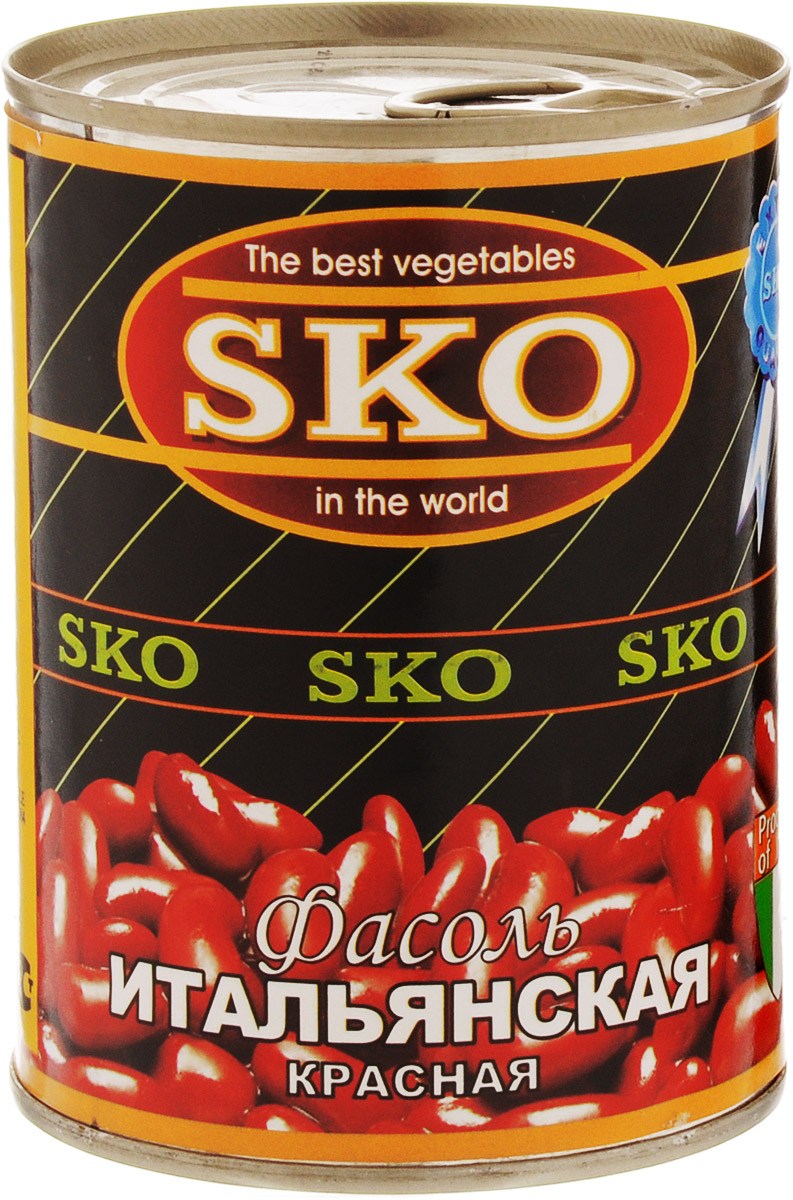 SKO Фасоль красная консервированная, 400 г10050 SKO Фасоль красная консервированная, 400 г10050Консервированная красная фасоль SKO - качественный продукт, произведенный в Италии по современным технологиям, позволяющим сохранить вкус продукта и его питательные свойства. Фасоль является одним из самых питательных бобовых. В фасоли содержится много крахмала, белков и прочих углеводов. К тому же, фасоль содержит разнообразные витамины. Фасоль применяется при диетическом питании. Консервированную фасоль SKO можно добавлять в супы, в гарниры. Фасоль SKO - сбалансированное готовое блюдо, имеющее приятный мягкий, сочный вкус. Фасоль SKO содержит не менее 60 % фасоли в банке (остальное рассол), что является признаком высококачественного продукта. Семена фасоли целые, не менее 14 мм в длину и 8 мм в толщину. При производстве фасоли обеспечивается полное соблюдение технологического процесса, в результате чего фасоль не кажется разваренной и мучнистой.