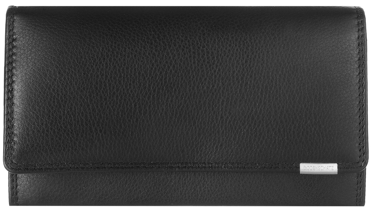 Портмоне женское Bodenschatz, цвет: черный. 8-785 black8-785 black Портмоне женское Bodenschatz, цвет: черный. 8-785 black8-785 blackЗакрывается клапаном на кнопке, внутри три отдела для купюр, один из них сетчатый, два отдела для мелочи закрываются на оригинальный замок, отделение для документов на молнии, три кармашка для пластиковых карт, сетчатое отделение для пропуска, один потайной карман имеет protect pocket - защитный карман от считывания карты.
