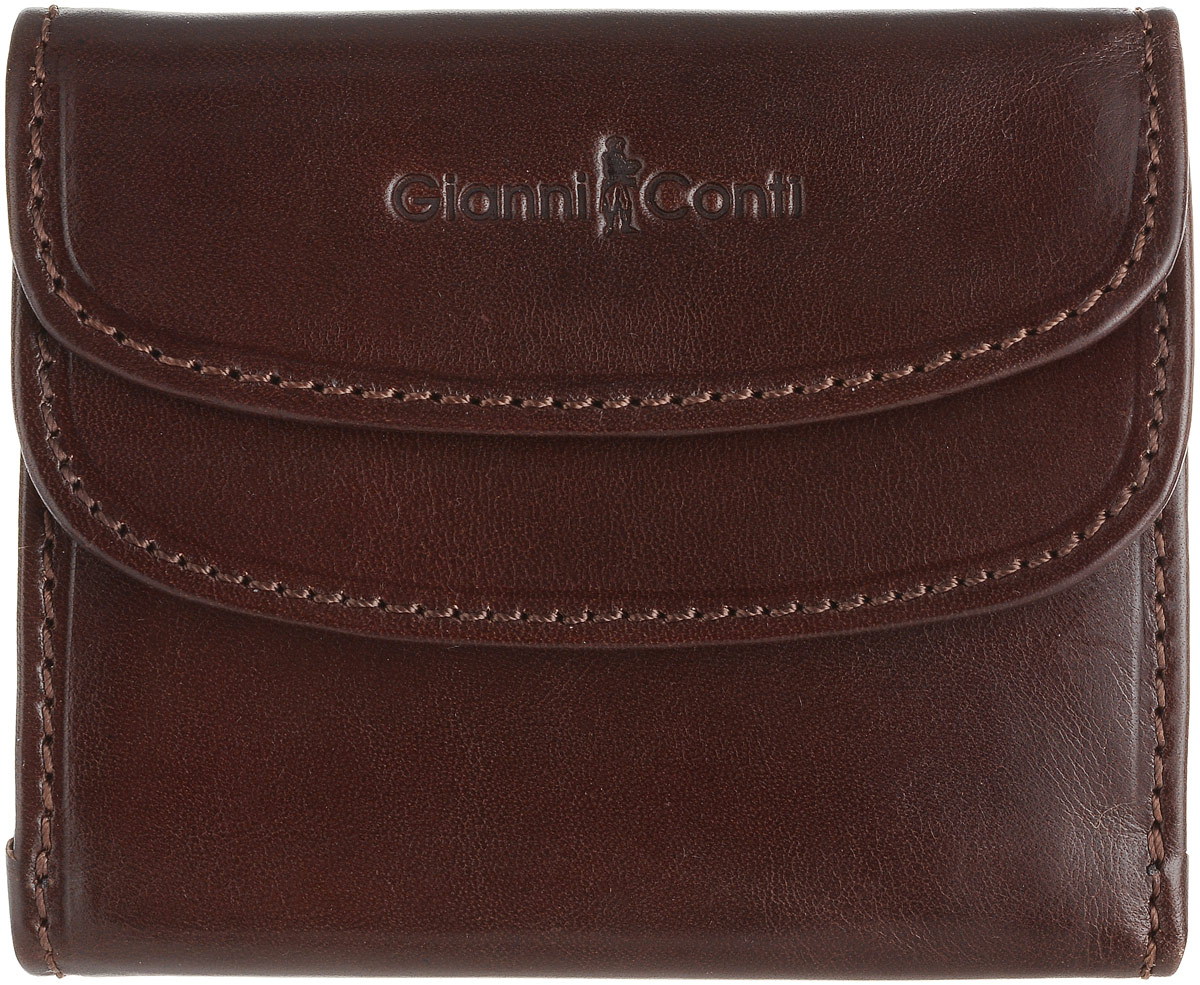 Кошелек женский Gianni Conti, цвет: коричневый. 908034908034 Кошелек женский Gianni Conti, цвет: коричневый. 908034908034Стильный женский кошелек Gianni Conti изготовлен из натуральной кожи. Изделие раскладывается пополам, внутри расположены два отделения для купюр, сетчатый кармашек для пластиковой карты. Снаружи модель дополнена большим отделением для мелочи на застежке-кнопке. Закрывается изделие на металлическую застежку-кнопку.