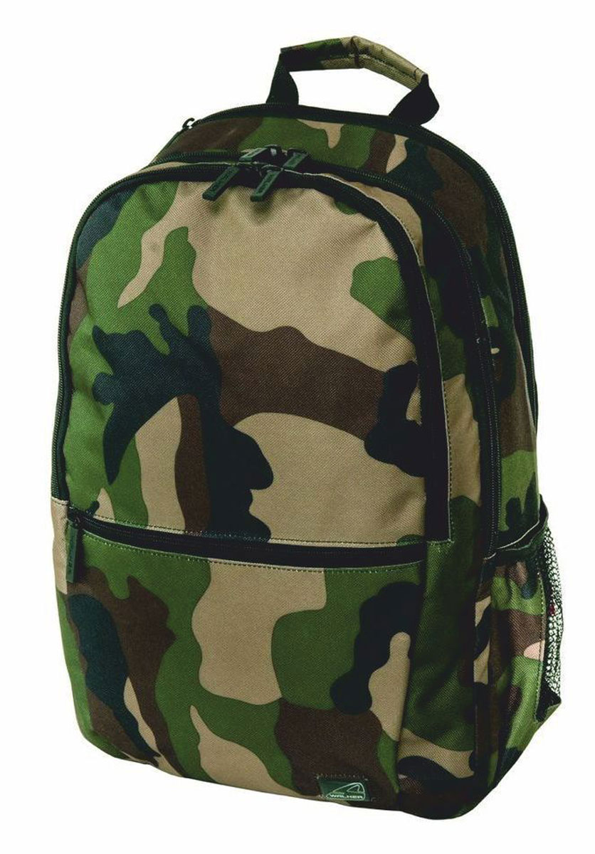 Walker Рюкзак Snap Classic Cool Camo42134/121 Walker Рюкзак Snap Classic Cool Camo42134/121Рюкзак Walker Snap Classic Cool Camo - это современный многофункциональный молодежный рюкзак, который выполнен из прочного износостойкого материала высокого качества. Рюкзак имеет три основных отделения, закрывающиеся на молнии. Внутри переднего отделения находится органайзер для мелких предметов, включающий в себя 6 открытых накладных кармана и один сетчатый карман на молнии. В среднем отделении имеется большой открытый накладной карман для планшета или небольшого ноутбука. Спереди расположен внешний карман на молнии, по бокам рюкзака - два сетчатых кармана на резинках. Рюкзак оснащен удобной текстильной ручкой для переноски. Уплотненная спинка и лямки помогают лучше распределить нагрузку и сохранить форму рюкзака независимо от его наполнения. Мягкие широкие лямки позволяют легко и быстро отрегулировать рюкзак в соответствии с ростом.