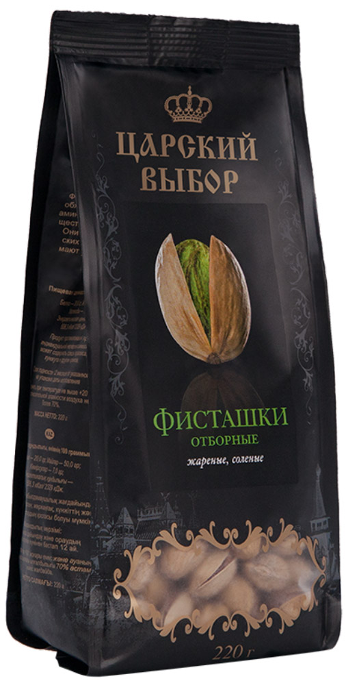 Царский выбор Фисташки жареные соленые, 220 г4670018270021 Царский выбор Фисташки жареные соленые, 220 г4670018270021Фисташки богаты протеинами, необходимыми человеку витаминами, аминокислотами и минеральными веществами, не содержат холестерина. Они полезны при высоких физических и умственных нагрузках, снимают усталость и улучшают общее самочувствие.
